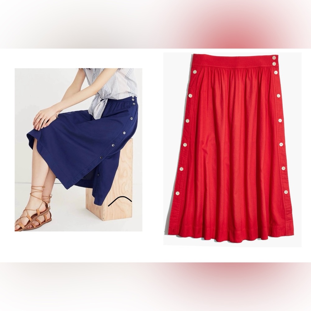 Madewell Womens Pull-On Side Button Midi Skirt Elastic Waist SOLD OUT NWT
